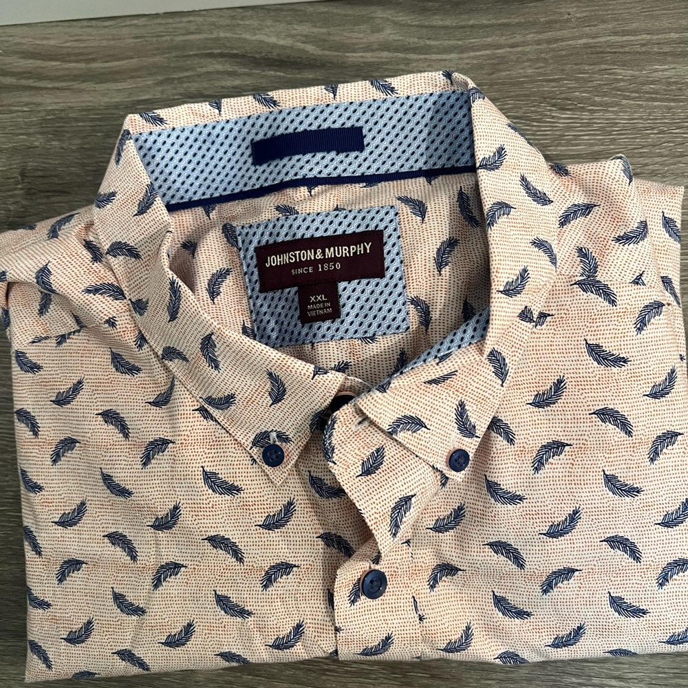 Johnston & Murphy Men's Light Pink Feather Pattern Shirt